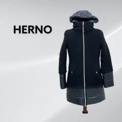 HERNO ヘルノ アルパカ混 異素材切替 フード付き ダウンコート キッズ