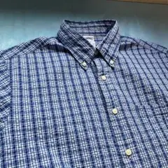 中古　ブルックスブラザーズ　メンズ　シアサッカーコットン半袖　Lサイズ