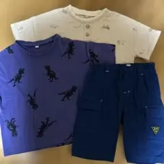 恐竜プリント Tシャツとショートパンツ セット