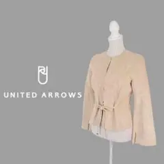 11T446☆ UNITED ARROWS 豚革 ノーカラー レザージャケット