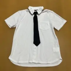 新品☆コムサイズム　黒ネクタイ付き白半袖シャツ130㎝