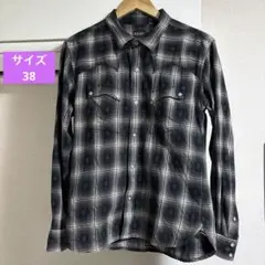 フラッジヘッドネルシャツ ブラック/ホワイト 38