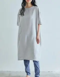 中川政七商店　麻布Tシャツワンピース　グレー