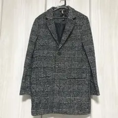 美品　クリーニング済み　H&M チェック柄 メンズチェスターコート US 32R