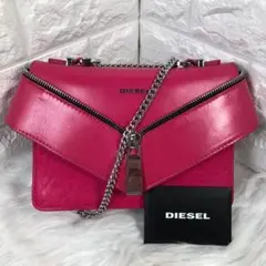 ✨美品✨ファスナーデザイン DIESEL レザー x チェーン ショルダーバッグ