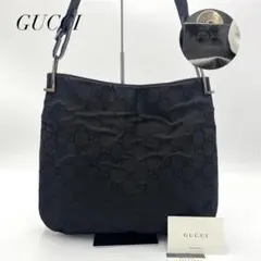 【鑑定済】GUCCI ハンドバッグ gg 黒 レディース