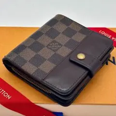 【美品】 ルイヴィトン ダミエ コンパクトジップ 二つ折り 財布