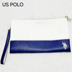 US POLO クラッチバッグ 白　ネイビー　ポロ