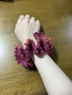 シュシュ　ハンドメイド　赤ピンク