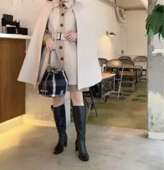 新品タグ付♡リリーブラウン レザー切替ケープコート