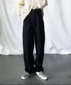 【me+em select】太ベルトハイウエストカラータックスラックス XS