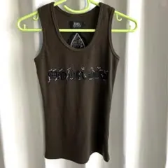 EMS 平成ギャル、y2k.タンクトップダークグリーン（茶色寄り）