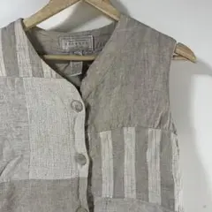 ベスト　リネン混　レディース　M ベージュ