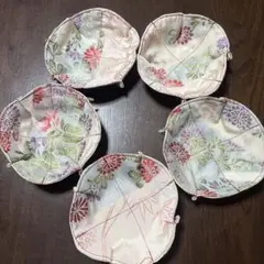 和風花柄布製小皿5個セット