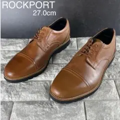 【極美品】ロックポート　27　本革　ブラウン　軽量　ストレートチップ　ムラ加工