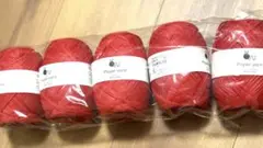 1点限り！原ウール ペーパーヤーン レッド色 7番 5玉セット 新品☆