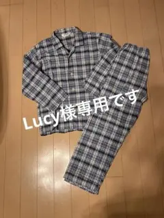 GUNZE 紳士 長袖長ズボン (前開き)M チェック柄 ネイビーブルーグレー