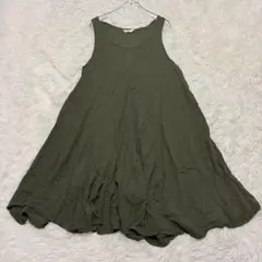 1238 美品✨Aラインノースリーブワンピース フレア シアー 綺麗めカジュアル