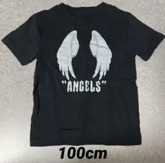 天使の翼デザイン Tシャツ 黒