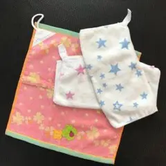 ループ付タオルセット 花柄 星柄