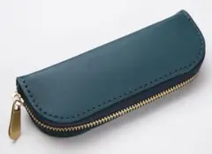 メガネケース レザー 本革 マット ツヤ無し コンパクト 紺 ネイビー