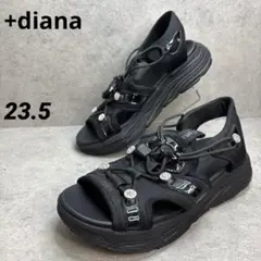 +diana フットベッドスポサン スポーツサンダル 黒 ビジュー　厚底　軽量