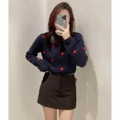 M 透けニット スプリング ニット M セーター ハート　韓国　可愛い