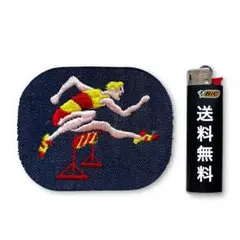 【送料無料❗️レア図案❗️】1970〜陸上ハードル ビンテージ デニム ワッペン