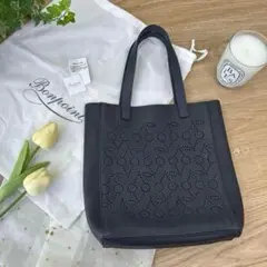 新品】Bonpoint レザーパンチングバッグ 赤 バッグ
