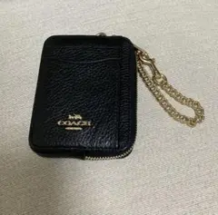 COACH ブラック コインケース チェーン付き