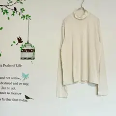 GU /ソフトリブタートルネックT 長袖 ややゆったり ナチュラル L