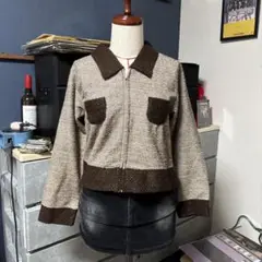 カジュアルジャケット ブラウン×ベージュ