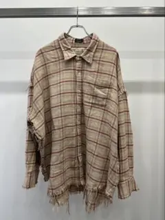 R13 カットオフチェック柄長袖シャツ