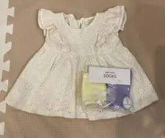 petit main 新品　靴下13-15cm2足セット　中古　フリルトップス