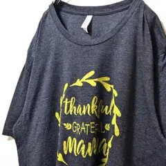ベラキャンバス サンクフルグレイトフルママ Tシャツグレー灰色 2XL 古着
