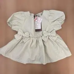 ミントグリーン フリル切り替えブラウス130
