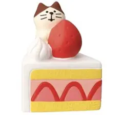 新品未使用 デコレ コンコンブル ちびねこいちごケーキ 猫 かわいい 置物 苺
