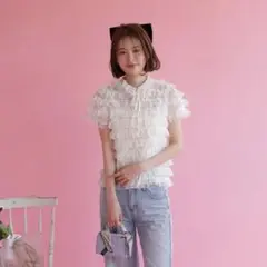 MAISON MARBLE Lacy Angel Blouse ホワイト