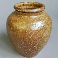 陶器 花瓶 茶 渋い花器 気泡