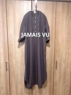 ジャメヴ JAMAIS VU コットンノーカラーヘンリーネックワンピース七分袖