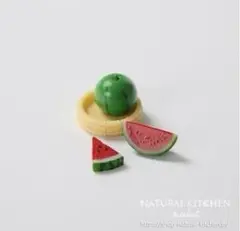 ミニチュアセット　桶　スイカ オブジェ　夏　ナチュラルキッチン　置物　西瓜