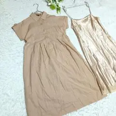 23区/ニジュウサンク/シャツワンピース/40/L相当/リネン/ブラウン