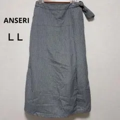 【ＬＬ】カジュアルパンツ ラップスタイル ギンガムチェック スカート風パンツ