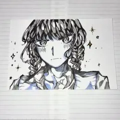 オリジナル 手描きイラスト 三つ編みの女の子 アナログイラスト
