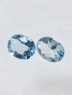 NO-158 天然アクアマリンルース2石1.30 ctと1.81ct