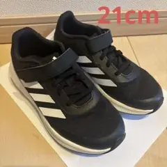 ［21cm］adidas ブラック スニーカー マジックテープ付き