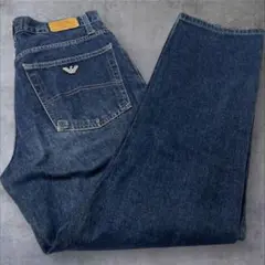 ARMANI JEANS アルマーニ エコウォッシュ ロゴ入り デニムパンツ 青