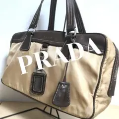 bj7. PRADA ナイロン×レザー ハンドバッグ 南京錠付き