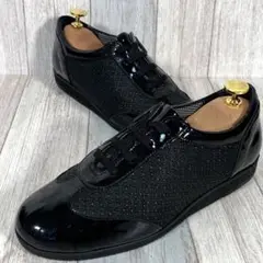 ✨美品✨銀座ヨシノヤ サイドジップ エナメルシューズ【23】ブラック