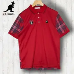 KANGOL ポロシャツ　チェック柄　刺繍ロゴ